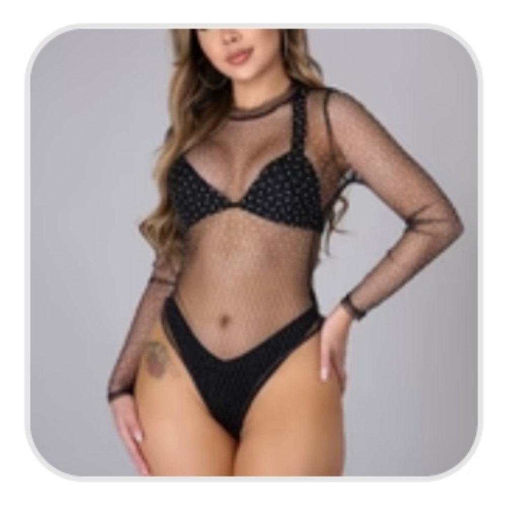 Blashe Rhinestone Mesh Bodysuit